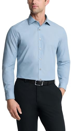 Kenneth Cole Unlisted mens Slim Fit Solid Dress Shirt, Cadet Blue, 15 -15.5 Neck 32 -33 Sleeve US