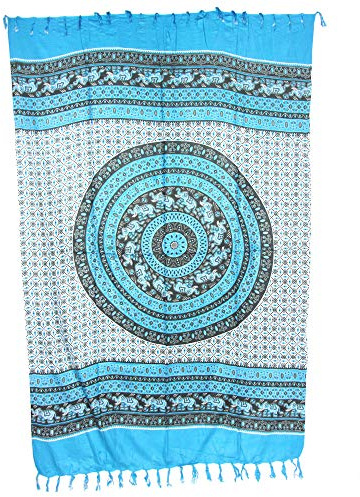 Sarong Pareo Mandala Elefant II Auswahl schönste Farben/Wickelrock Strandtuch Sauna-Tuch Wickelkleid Schal Wickeltuch Bademode Freizeitmode Sommermode/aus 100% Viskose