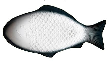 Cabilock Fischteller Keramik Fischplatte Porzellan Servierteller Fischform Lachsplatte Vorlegeplatte Ovale Frühstücksteller Tablett Servierschale Servierplatten für Fisch Snack Meeresfrüchte
