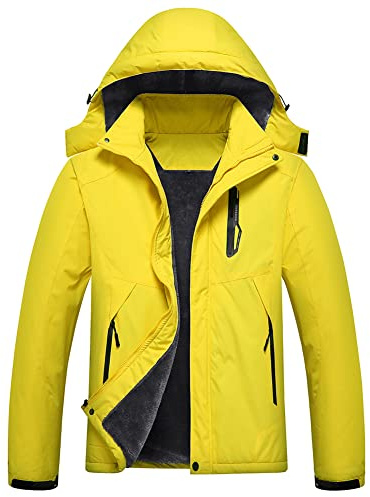 Jingangjin Men's Mountain Waterproof Ski Jacket Winter Windbreaker Warm Hooded Snowboarding Raincoat Jackets