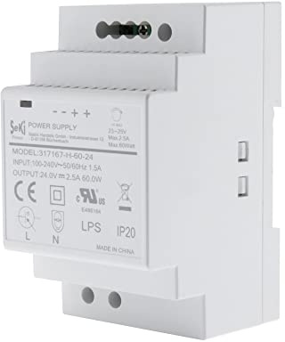 SeKi Hutschienen-Netzteil H-60-24 - Fuente de alimentación (24 V, 2,5 A, 60 W, DIN Rail, fuente de alimentación para carriles DIN)