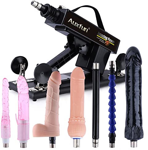 Auxfun - Máquina sexual automática con 7 cabezales, conector 3XLR, ángulo de velocidad ajustable, juguete sexual eléctrico para adultos