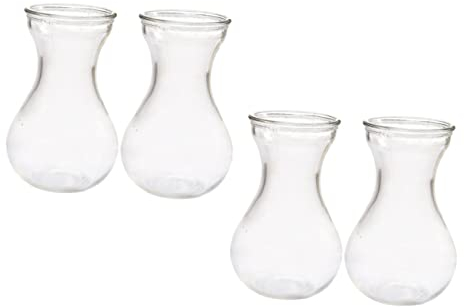 YARNOW 4 Stück Glas Blumenvase Hyazinthe Knospenvase Klare Glasvase Mit Flacher Unterseite Stabile Tischdeko Für Schreibtisch Innen Und Außenbereich