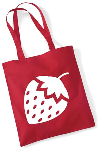 Huuraa Jutebeutel Erdbeere Strawberry Geschenk | Baumwollbeutel 10 Liter Stoffbeutel Beutel aus Baumwolle Tasche Geschenkidee Einkaufstasche Langen Henkel