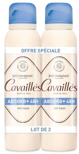Cavaillès Absorb + Déodorant Spray Anti-traces 48H 2x150ml