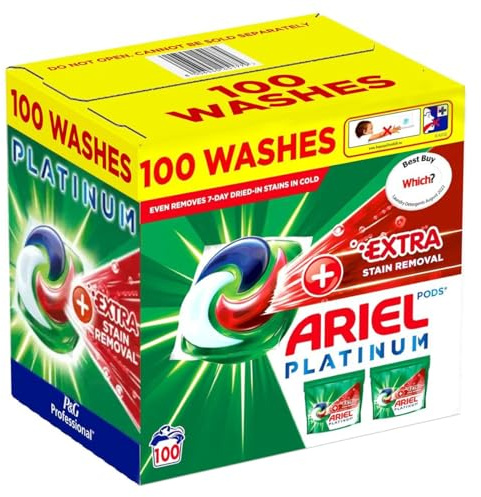 Ariel Platinum tvättkapslar, 100 tvättar, 2320 g extra fläckborttagning upptill