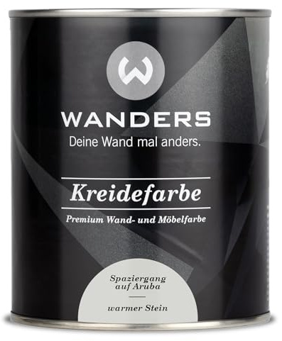 Wanders Shabby Chic Kreidefarbe 750 ml - Warmer Stein/Sehr Helles Grau - Küchenmöbellack und Möbelfarbe ohne Schleifen. Chalk Paint, für Holz & mehr. Hohe Deckkraft, schnell trocknend