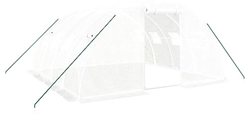 vidaXL Gewächshaus mit Stahlrahmen Weiß 16 m² 4x4x2 m