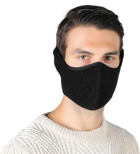 QHFlashbuy Winter Winddichte Maske,Unisex Warm Winter Kalt Beweis Maske Winddicht Ski Gesichtsmaske für Motorrad,Winddicht,Anti-Staub,Radfahren,Skifahren(Schwarz