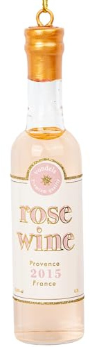 SIKORA Rosé Wein Flasche besondere Weihnachtskugel Glas Christbaumschmuck Deko Figur Weihnachten Anhänger Ornament - Trend Line - BS637