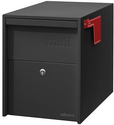 adoorn Lockable Post Mount Mailbox | Large (Black), Anti-Theft Locking Mailbox, 15.5 H x 12 W x 18.5 D, Weatherproof Mailboxes for Outside The House