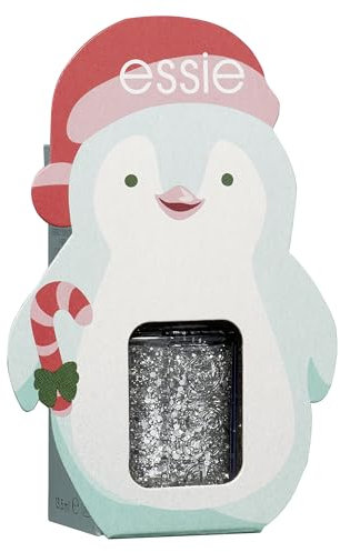 essie X-Mas Coffret Pinguin, Nr. 278 set in stones, Glitzernagellack für schillernde Fingernägel, 13,5 ml
