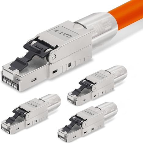AVNSCNK Conector Cat 7, RJ45, enchufe Cat 7 NS-7 en terminal de corte (LSA), contactos chapados en oro, enchufe de red sin herramienta, crimpado LAN 10 Gbps para cable de conexión (4 piezas)