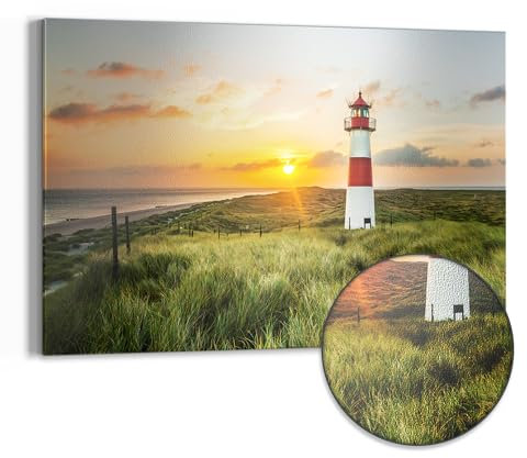 DEQORI Metall Magnettafel | 60x40 cm cm groß | Motiv Leuchtturmliebe | Whiteboard für alle Magnete | Magnetboard Wand-Tafel für Küche & Büro | Design Magnetwand Pinnwand magnetisch