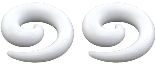1 Paar 10 mm(00 G) Weiß Acryl Dehnspiralen Plugs Tunnel Kegel Dehnungsschnecke Ohrstecker Piercing Dehnschnecke Dehnsichel Set Ohrringe Dehnstab Piercing Spirale Ohr Expander Frauen Herren