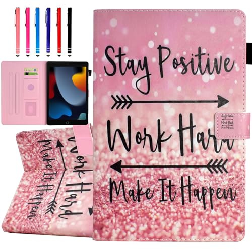 AUSMIX Hülle für iPad 9./8./7. Generation 10,2 Zoll 2021 2020 2019 Schutzhülle Smart Case Cover, PU Lederhülle mit Auto Wake Sleep für iPad 10.2/iPad Pro 10.5/ iPad Air 3,Pink