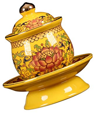 OFFSCH Dekorative Buddha-opferbecher Keramik-Heiliger-Becher Lotus-Muster Haushalts-Dekoration Buddhistische-Ritual