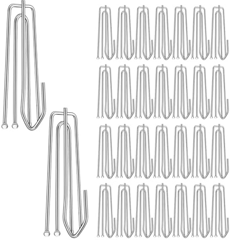 Lot de 30 Crochets à Plis pour Rideaux 3 de 7,6 cm Solides résistants Crochets de draperie en métal 4 Broches Crochets à Plis pincés Crochets de Rideau Robustes pour fenêtre Porte et Salle de Bain