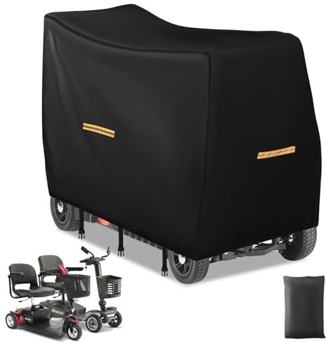 Mobility Scooter Covers for Outside Storage,420D Oxford Fabric Mobility Scooter Cover Accessories for 3 & 4 Wheel Mobility Scooters,Wheelchair Cover,4 Reflective Strips,3 Buckles (L 50 x 23 x 39)