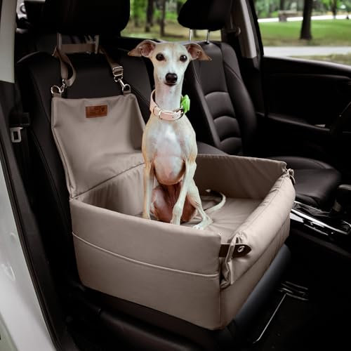 FUNNY FUZZY Hundeautositz für kleine Hunde, wasserdicht und bequem, Grau, 50 cm L x 45 cm B x 24 cm H