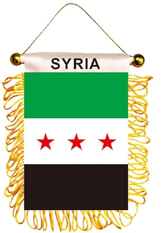 علم الثورة السورية سوريا Kleine Flagge 12x8 cm, Polyester, Prunkfahne, Syrien Flagge Grün, Syrische Banner, Free Syria Flags, Fahne Klein, Hängefahne, Wandfahne, Souvenirfahne (A)