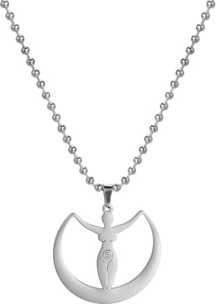EUEAVAN Collana della Dea Celtica della Fertilità Spirale Dea Fertilità Collana Dea Tripla Luna Ciondolo Pagano Wiccan Magia Amuleto Gioielli Regalo per le donne Madre