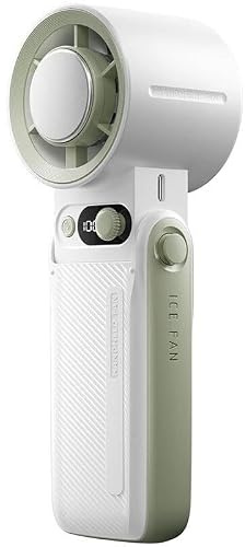 BALTECH Portable Handheld Fan with Ice Cooling – 6000mAh High-Speed Mini Turbo Fan with 199 Adjustable Speeds, Digital Display, Rechargeable Mini Fan for Travel, Office, and Outdoor (White)