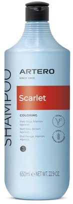 Artero Scarlet Hundschampo med naturlig färgintensifiering för rött, brunt och choklad – långvarig glans, djup hydrering och mild formel – med naturliga pigment – 650 ml