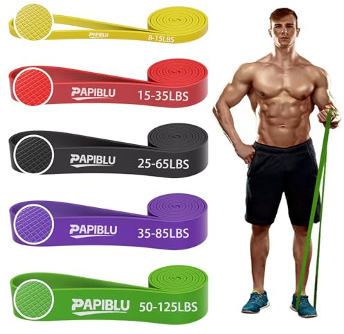 PAPIBLU Pull Up Bands, Resistance Bands Set for Pull-Up Assistance, Exercise Bands with Door Anchor & Grip Pads for Men & Women Working Out, Physical Therapy, Muscle Training - Multicolor