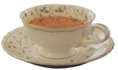 KazeRyu Juego De Taza Y Platillo De Café De Cerámica De 220 Ml - Estilo Inglés, Tazas Rústicas Premium For Latte
