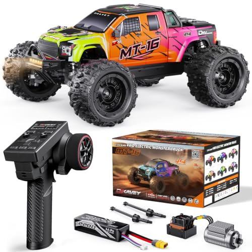 DIKAVEY 1/16 50 MPH bürstenloser 4WD RC-Truck, aufrüstbare All-Terrain-Fernsteuerungsautos mit 3S-Batterie, wasserdichter, schneller Offroad-RC-Truggy für Erwachsene