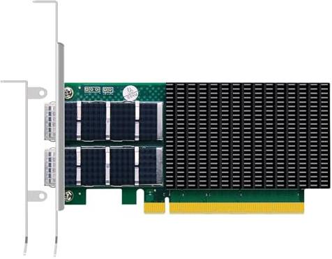 GLOTRENDS ST7437 Tarjeta de Red Ethernet QSFP56 de 2 Puertos y 100 GB con Controlador Mellanox ConnectX-6 DX, Interfaz PCIe 4.0 X16, RDMA (RoCE), no Infiniband