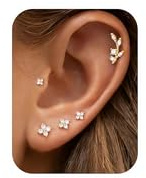 YADOCA 5Paar Ohrringe Silber 925 Set für Damen, Hypoallergen 14K Gold Ohrringe, Klein Ohrstecker Silber 925 Stecker Zirkonia Punkt Blume Piercing Ohr Helix Tragus Piercings