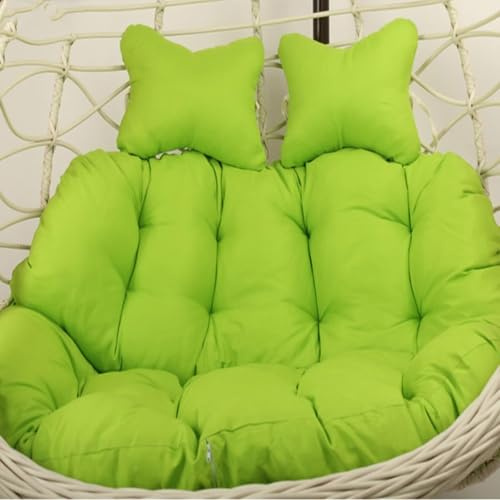 Basket Swing Egg Chair Cushion, Swing Egg Chair Cushion with Adjustable Pillow, Washable Hanging Hammock Chair Replacement Seat Thick Double Wicker Swing Cushions, 2-Seater Chair Pads(Green water pipe