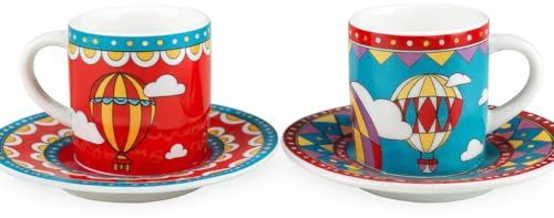 Set di tazzine e piattini Bialetti Winter Wonderland NGD24001 2x80ml Multicolore [SET 2 TAZZINE+PIATTINI NATALE 24]