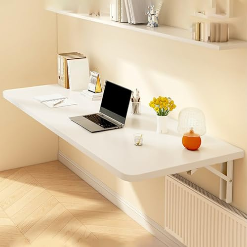 Platzsparender Wandklapptisch, schwebender Tisch und Regal für Zuhause, Büro, Küche, Arbeitszimmer, kompaktes weißes Design (30 x 60 cm)
