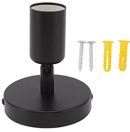 Support de lampe murale E26 E27 | Angle réglable à 180° pour chambre/salon/vanité | Construction en fonte et ABS avec tolérance à la chaleur | Kit d'installation facile inclus (Black)