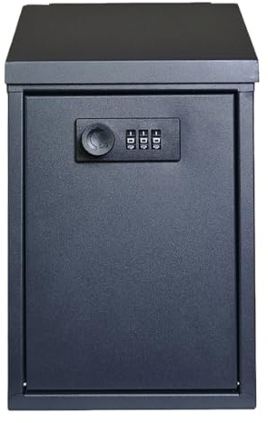 Boîte aux Lettres en Métal, 150x82x255mm Boîte aux Lettres Murale Verrouillable, Boîte aux lettres Murale en Acier, boîte aux Lettres Noire avec Serrure Combinaison pour Utilisation Bureau Maison Noir