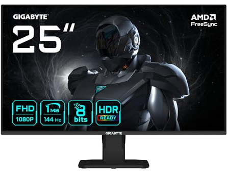 Gigabyte GS25F14 Monitor Gaming FHD da 25” - 1920 x 1080, 144Hz, 1ms, 300 cd/m², Display HDR 10, HDMI 2.0, DisplayPort 1.2