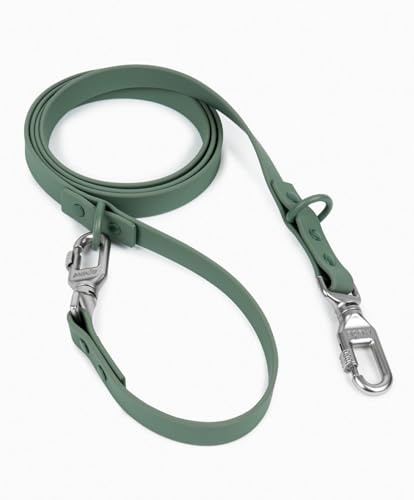 apaw® Hundeleine Ease, Biothane Leine für Hunde, Variable Längen von 100-190 cm, Soft-Touch, Wasser- und schmutzresistent, Gewebeband mit PVC-Beschichtung (Forest, L)