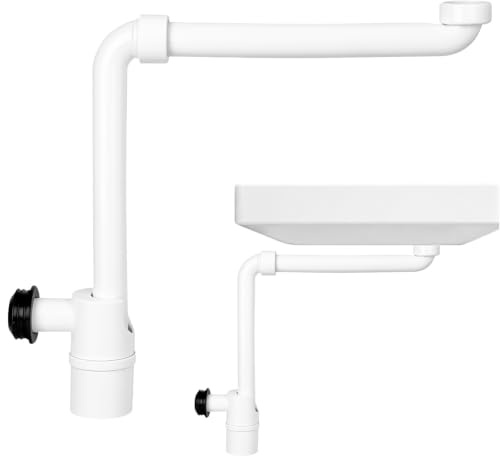 CTDMJ Space-saving siphon, 1 1/4 inch, odour trap for sink, space siphon, 360° adjustable siphon, washbasin and integrated hair filter, space-saving siphon washbasin for bathroom