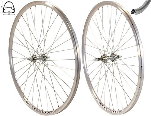 Redondo 26 Zoll Laufrad Set Hinterrad Vorderrad 26 V-Profil Hohlkammer Felge Silber