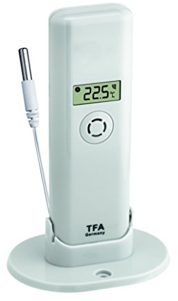 TFA Dostmann WeatherHub Temperatursender, 30.3313.02, mit wasserfestem KabelFühler, zur Temperaturkontrolle, weiß