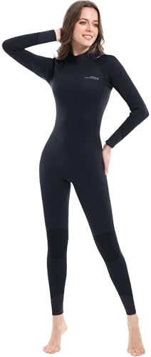 Dark Lightning Full Body Wetsuit Women, 3/2mm Wet Suit for Women Cold Water Swimming Diving Surfing Snorkeling Kayaking Water Sports,Triathlon Wetsuit (Black,Size M)