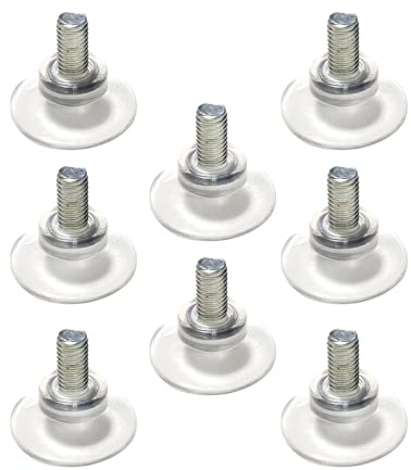 M8-Gewinde Durchmesser 3,5 cm Transparentes PVC Saugnapf mit Langer Schraube Mit Sechskantmutter,Für Möbel verstellbaren Fuß,Fußboden Schutz,(Pack of 8, M8-L13-D35)