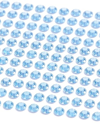 MOVOJA Hellblaue Glitzersteine Selbstklebend - 1200 Stk 3 mm | Klebe Selbstklebend Kinder Kristall Edelsteine Zum Basteln Glitzerklebebilder Bastelsachen Sticker Glitzersteine