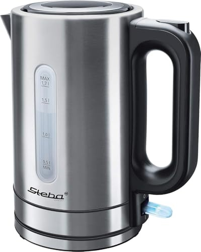 Steba WK 20 Wasserkocher (Inox) | 1,7 Liter Fassungsvermögen | Leichte Deckelöffnung per Knopfdruck | Wasserstandsanzeige | Leichte Reinigung | Abschaltautomatik