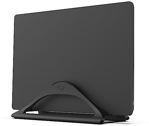 HumanCentric Vertical Laptop Stand for Desks in Matte Black, Upright Adjustable Holder to Dock Apple MacBook, MacBook Pro, and Other Laptops to Organize Work & Home Office, Automatic Grip