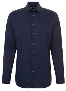 Seidensticker Shaped Bügelfrei Kent Langarm, Camicia Uomo, Blu (Dunkelblau), 37