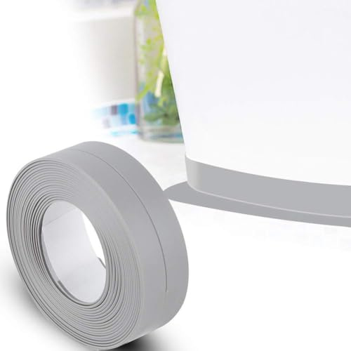 Agatige Joint Silicone Blanc Salle De Bain, 38mmx3.2m Crédence Adhésive Joint Fenetre Pvc Joint Etancheite Douche D'Étanchéité Bande Etancheite Autocollante Joint Cuisine Pour Cuisine Baignoire(Gris)